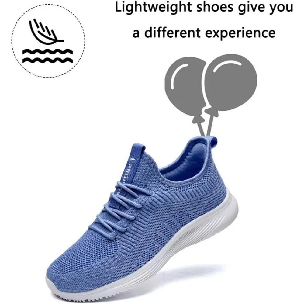 Women's Blue Non Slip Casual Running Lightweight Mesh Fashion Sneakers